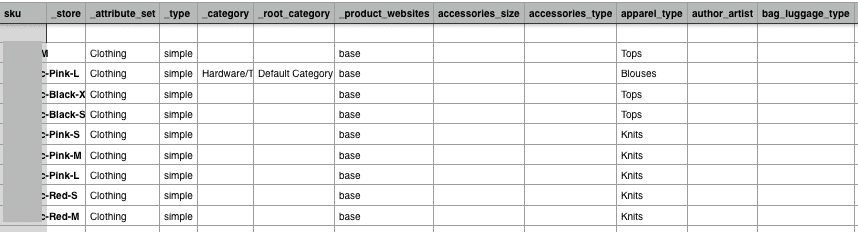 products excel sheet example