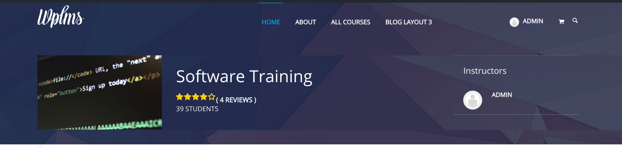 Header Showing Course