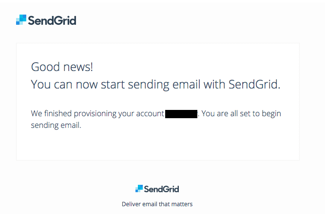 SendGrid - Provisioning done